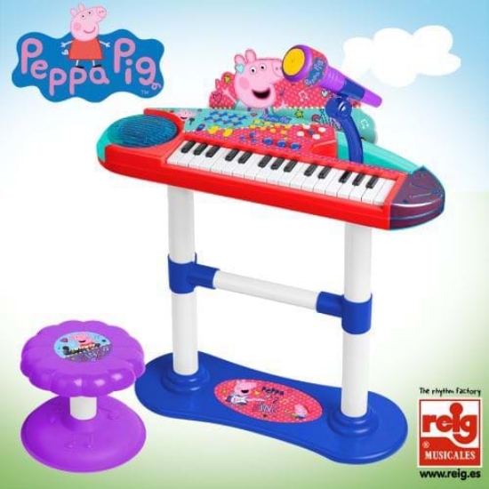 Imagine Keyboard electronic cu microfon si scaunel Peppa Pig
